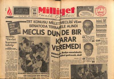 Milliyet Halk Gazetesi 7 Nisan 1965 - İnönü TRT Konusunda Anayasayı Koruyoruz GZ81157 - 1