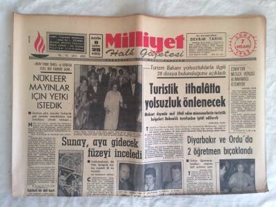Milliyet Halk Gazetesi 7 Nisan 1967 - Sunay , Aya Gidecek Füzeyi İnceledi GZ73721 - 1
