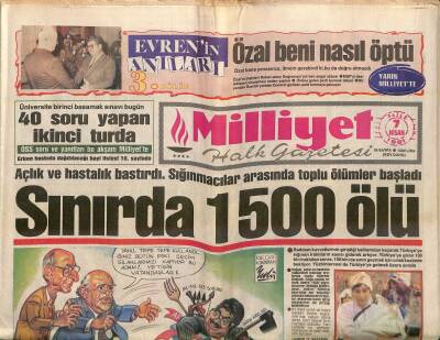 Milliyet Halk Gazetesi 7 Nisan 1991 - Sınırda 1500 Ölü - Selda Bağcandan TRTye Dava GZ118219 - 1