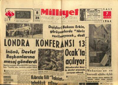 Milliyet Halk Gazetesi 7 Ocak 1964 - Ortodoks Ve Katolik Kiliseleri Barıştılar GZ91555 - 1