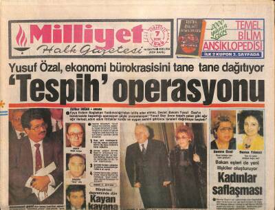 Milliyet Halk Gazetesi 7 Ocak 1989 - Yusuf Özal , Ekonomi Bürokrasisini Tane Tane Dağıtıyor GZ115734 - 1