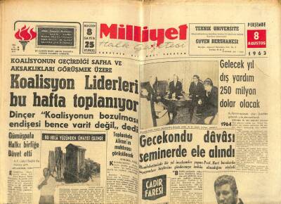 Milliyet Halk Gazetesi 8 Ağustos 1963 - Peter Ustinov Bugün Geliyor - İhsan Dorukun Çocuğu Kayboldu GZ118527 - 1