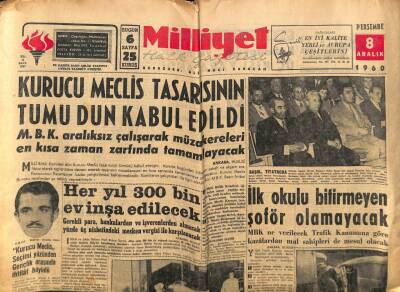Milliyet Halk Gazetesi 8 Aralık 1960 - Her Yıl 300 Bin Ev İnşa Edilecek GZ81280 - 1