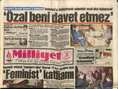Milliyet Halk Gazetesi 8 Aralık 1989 - Papatyalar Bayan Demirele Kızdı - Bizim Komünistler GZ117655 - 1