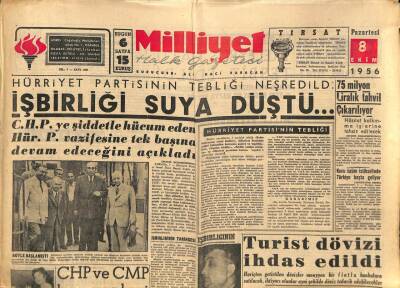 Milliyet Halk Gazetesi 8 Ekim 1956 - Kraliçe Süreyya Şahtan Boşanacak GZ88877 - 1