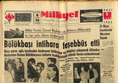Milliyet Halk Gazetesi 8 Ekim 1963 - Süreyya İlk Filmini M. Schell İle İstanbulda Çevirecek - Altın Madalyalı İlk Türk Futbolcusu LEFTER GZ92813 - 1