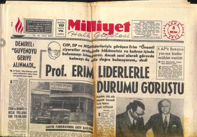 Milliyet Halk Gazetesi 8 Ekim 1971 - Köprü Yıkıldı , Toros Ekspresi Yolda Kaldı - Lastik Fabrikasında Grev Başladı GZ118286 - 1