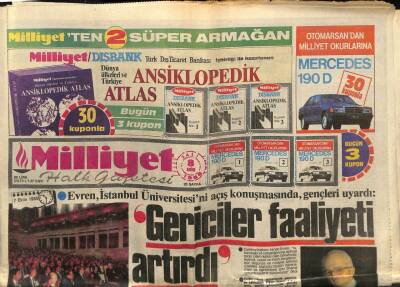 Milliyet Halk Gazetesi 8 Ekim 1985 - Evren , İstanbul Üniversitesini Açış Konuşmasında , Gençleri Uyardı GZ83708 - 1