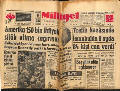 Milliyet Halk Gazetesi 8 Eylül 1962 - Amerika 150 Bin İhtiyatı Silah Altına Çağırıyor GZ74568 - 1