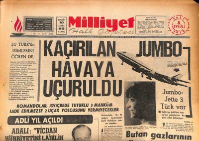 Milliyet Halk Gazetesi 8 Eylül 1970 - Kaçırılan Jumbo Havaya Uçuruldu GZ86961 - 1