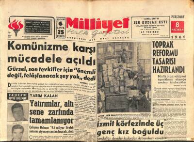 Milliyet Halk Gazetesi 8 Haziran 1961 - Laosta Ateş Kes İhlal Edildiğinden Cenevre Konferansı Tehlikede GZ92764 - 1