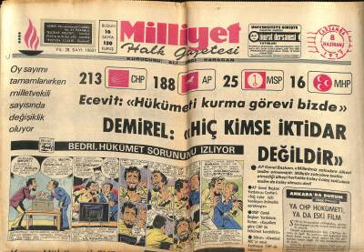 Milliyet Halk Gazetesi 8 Haziran 1977 - Semiha Yankı Altın Orfe de Birinci Oldu - Demirel Hiç Kimse İktidar Değildir GZ121620 - 1