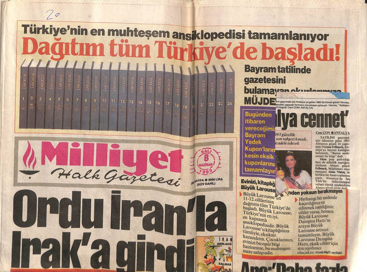 Milliyet Halk Gazetesi 8 Haziran 1993 - Karayalçın Soyunuyor - Fenerbahçe Osieck'e Döndü GZ152942 - 1