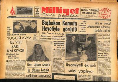 Milliyet Halk Gazetesi 8 Mart 1967 - Yugoslavya İle Vize Şartı Kalkıyor GZ86888 - 1