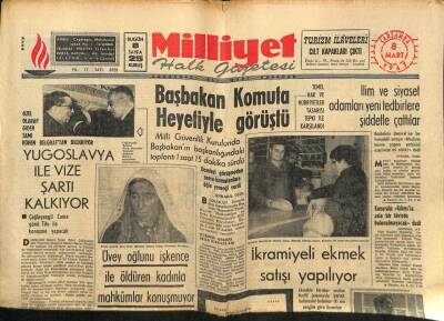 Milliyet Halk Gazetesi 8 Mart 1967 - Yugoslavya İle Vize Şartı Kalkıyor GZ88596 - 1