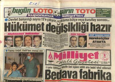 Milliyet Halk Gazetesi 8 Mart 1988 - Hükümet Değişikliği Hazır - GZ85169 - 1
