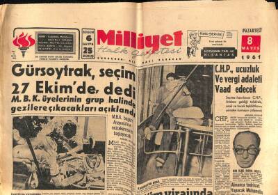 Milliyet Halk Gazetesi 8 Mayıs 1961 - 40 Bin Demiryolu İşçisi Zam İstiyor GZ77605 - 1