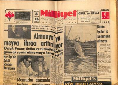 Milliyet Halk Gazetesi 8 Mayıs 1963 - Almanyaya Meyva İhracı Arttırılıyor GZ79213 - 1
