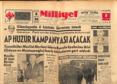 Milliyet Halk Gazetesi 8 Nisan 1963 - Gümüşpalanın da Dokunulmazlığının Kaldırılması İstendi GZ92675 - 1