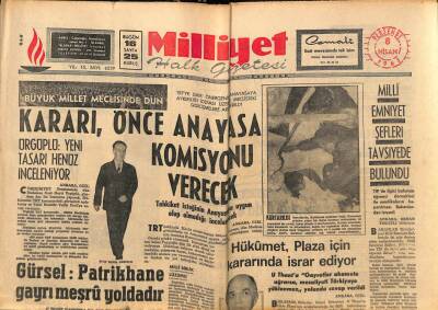 Milliyet Halk Gazetesi 8 Nisan 1965 - Gürsel Patrikhane Gayrimeşru Yoldadır GZ81158 - 1