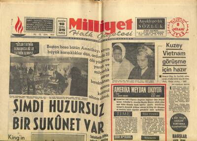 Milliyet Halk Gazetesi 8 Nisan 1968 - Kıbrıs Ön Görüşmesi Lefkoşada Yapılacak - Kuzey Vietnam Görüşme İçin Hazır GZ118803 - 1