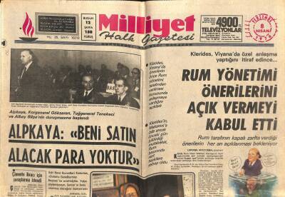 Milliyet Halk Gazetesi 8 Nisan 1976 - Rum Yönetimi Önerilerini Açık Vermeyi Kabul Etti - Bakkal Ve Tüm Bayiler 10 Gün Sigara Satmayacak GZ118348 - 1
