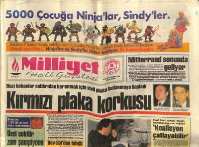 Milliyet Halk Gazetesi 8 Nisan 1992 - Bazı Bakanlar Saldırıdan Korunmak İçin Sivil Plaka Kullanmaya Başladı GZ62478 - 2