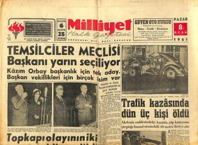 Milliyet Halk Gazetesi 8 Ocak 1961 - Topkapı Olayının İki Sanığı Tahliye Edildi GZ92802 - 1