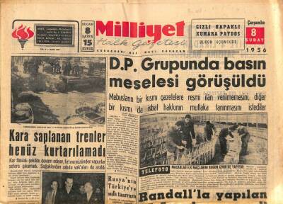 Milliyet Halk Gazetesi 8 Şubat 1956 - Sarol Hakkındaki Karar Bugün Veriliyor - Rusyanın Türkiyeye Sulh Taarruzu GZ93565 - 1