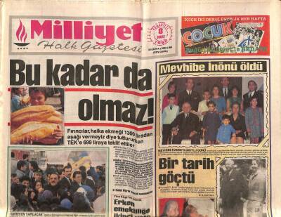 Milliyet Halk Gazetesi 8 Şubat 1992 - Güneydoğuda Çığ 57 Ölü GZ83998 - 1