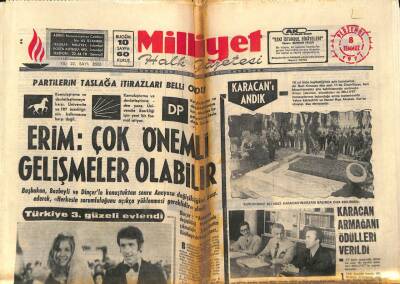 Milliyet Halk Gazetesi 8 Temmuz 1971 - Karacan Armağan Ödülleri Verildi GZ81987 - 1