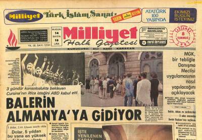 Milliyet Halk Gazetesi 8 Temmuz 1981 - Balerin Almanyaya Gidiyor - Ali Naci Karacanı Andık GZ127832 - 1