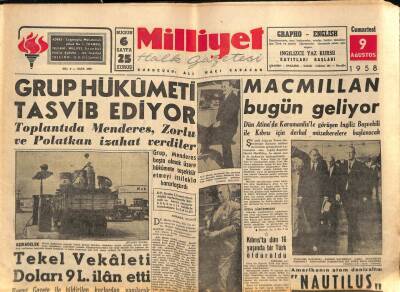 Milliyet Halk Gazetesi 9 Ağustos 1958 - Tekel Vekaleti Doları 9 L. İlan Etti GZ88743 - 1