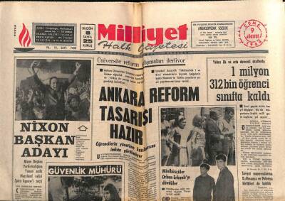 Milliyet Halk Gazetesi 9 Ağustos 1968 - Nixon Başkan Adayı GZ70467 - 1
