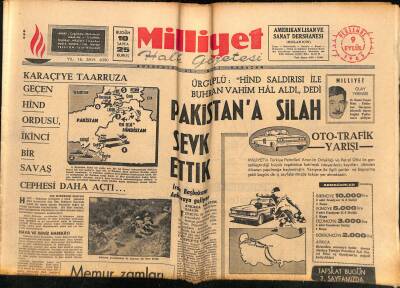 Milliyet Halk Gazetesi 9 Eylül 1965 - Pakistana Silah Sevk Ettik - Giresun Noterinin Adaylığı İptal Edildi GZ117807 - 1