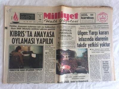 Milliyet Halk Gazetesi 9 Haziran 1975 - Kıbrısta Anayasa Oylaması Yapıldı GZ73564 - 1
