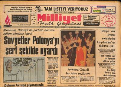 Milliyet Halk Gazetesi 9 Haziran 1981 - İzmirde Memurlar Yazlık Kıyafetle Çalışabilecek - Sovyetler Polonyayı Sert Şekilde Uyardı GZ126757 - 1