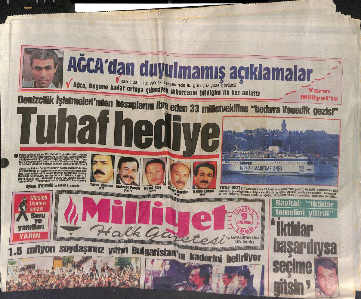 Milliyet Halk Gazetesi 9 Haziran 1990 - Özal Adına Süper Hastane - Dünyanın Gözü Türklerde GZ152427 - 1