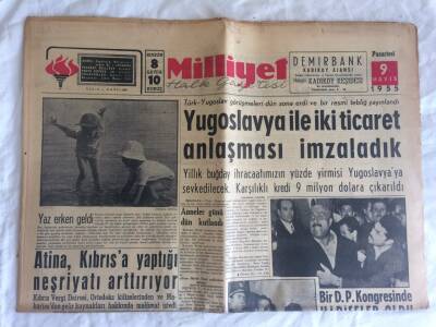 Milliyet Halk Gazetesi 9 Mayıs 1955 - Yugoslavya İle İki Ticaret Anlaşması İmzaladık GZ73531 - 1
