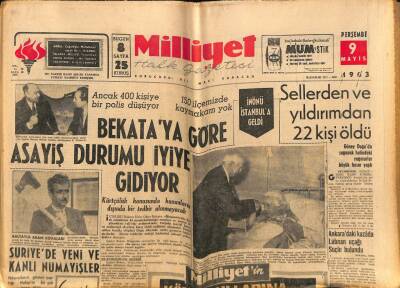 Milliyet Halk Gazetesi 9 Mayıs 1963 - Suriyede Yeni Ve Kanlı Nümayişler GZ79214 - 1