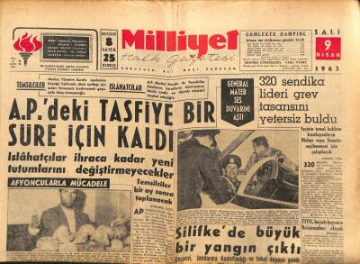 Milliyet Halk Gazetesi 9 Nisan 1963 - TİTO , Hayatı Boyunca Reisicumhur Olacak - Silifkede Büyük Bir Yangın Çıktı GZ92674 - 1