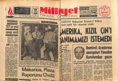 Milliyet Halk Gazetesi 9 Nisan 1965 - Makarios , Plaza Raporunu Övdü GZ81159 - 1
