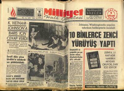 Milliyet Halk Gazetesi 9 Nisan 1968 - TV Yayını Radyonun İmkânlarıyla Yapılacak - K. Vietnam Johnsona Barış İçin Cevap Verdi GZ118805 - 1