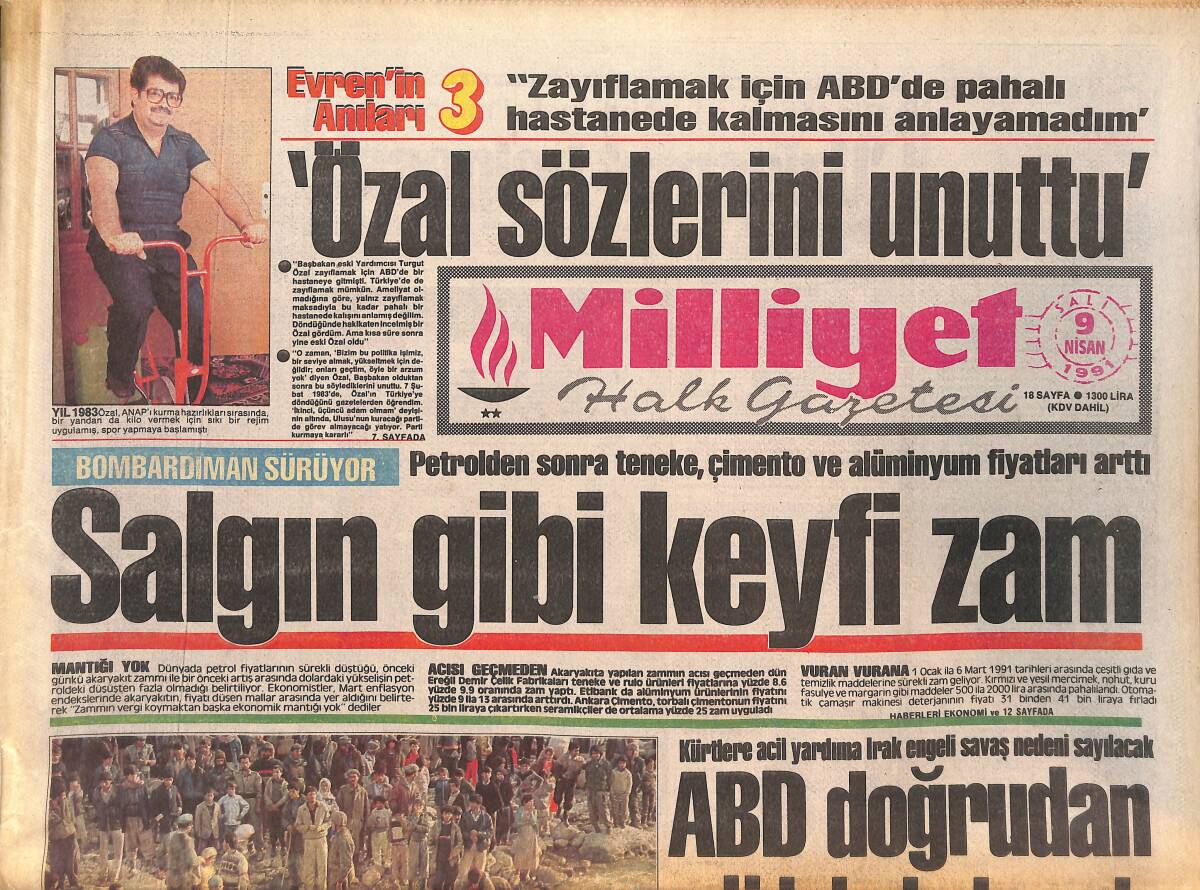 Milliyet Halk Gazetesi 9 Nisan 1991 - Caroline'e Borç Mirası - Rdıvan Dilmen Raporu GZ133097 - 1