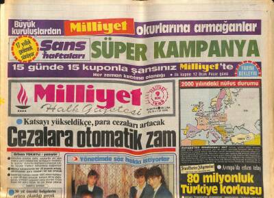 Milliyet Halk Gazetesi 9 Ocak 1986 - 80 Milyonluk Türkiye Korkusu GZ83662 - 1