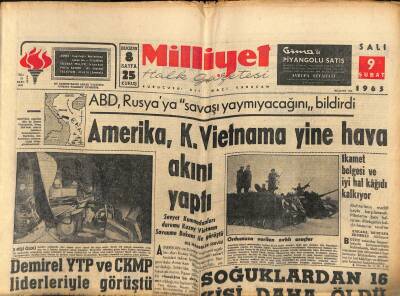 Milliyet Halk Gazetesi 9 Şubat 1965 - Zeki Mürene Hayran Olan Karısını Boşuyor - Nihat Erim Buzda Kayıp Düştü Ve İki Kaburgası Kırıldı GZ121397 - 1