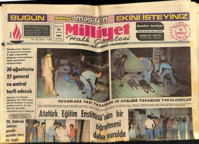 Milliyet Halk Gazetesi 9 Temmuz 1978 - Atatürk Eğitim Enstitüsünün Bir Öğretmeni Daha Vuruldu GZ74495 - 1