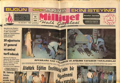 Milliyet Halk Gazetesi 9 Temmuz 1978 - Atatürk Eğitim Enstitüsünün Bir Öğretmeni Daha Vuruldu GZ92834 - 1