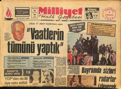 Milliyet Halk Gazetesi 9 Temmuz 1983 - Yücel Ve Ergenekon Vefat Etti - Ulusu 11. Basın Toplantısını Yaptı GZ126171 - 1