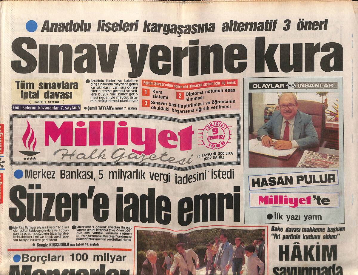 Milliyet Halk Gazetesi 9 Temmuz 1988 - Fatih Köprüsü'ne Satış - Yamani'yi Dilenciler Sardı GZ149221 - 1